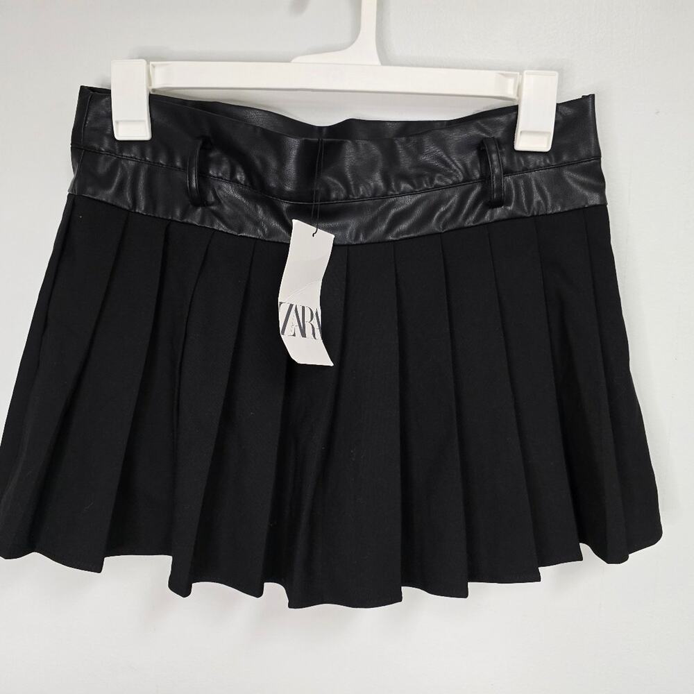 ZARA FAUX LEATHER COMBINATION SKORT NWT sz Large